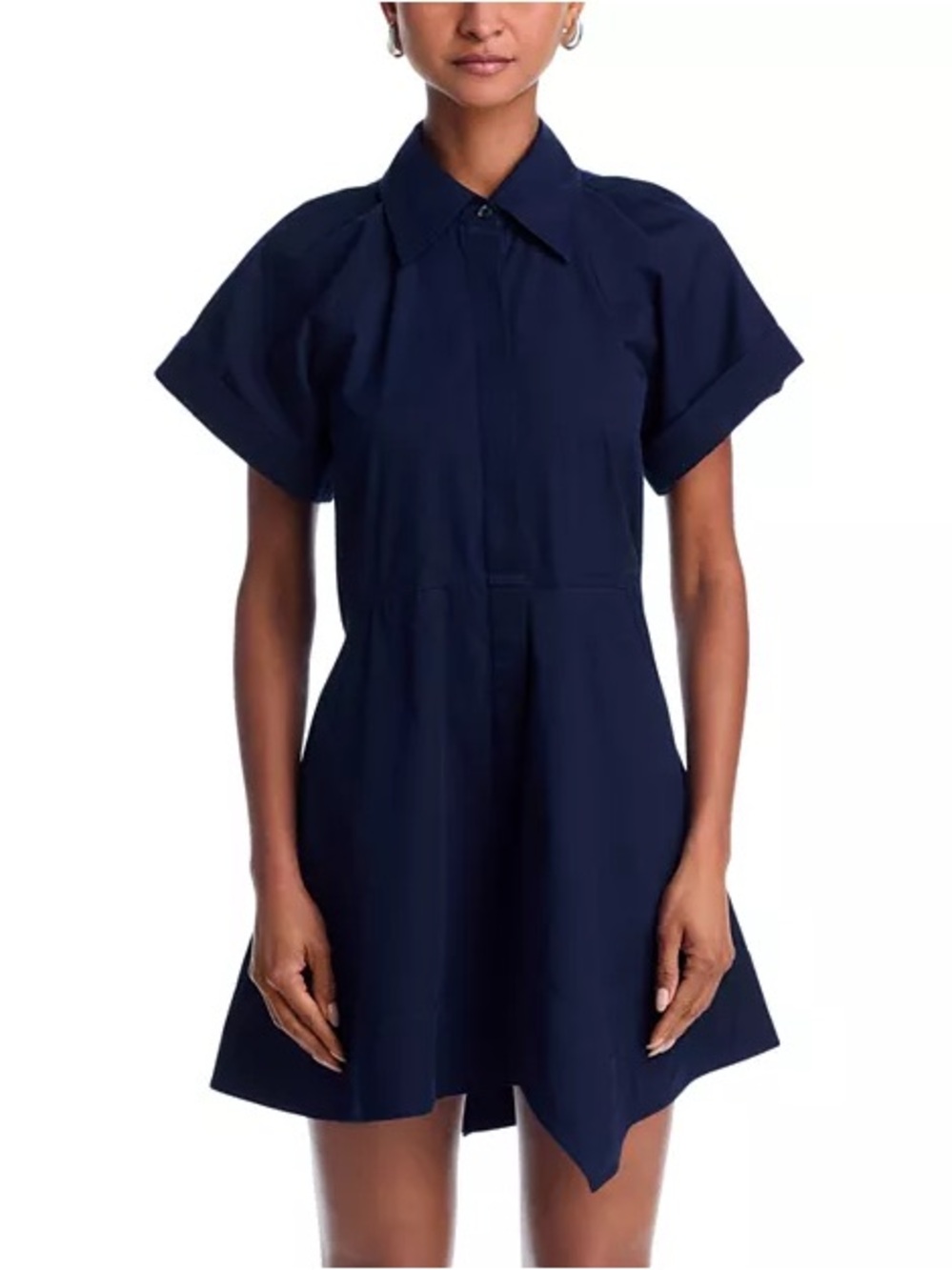 A.L.C. Navy Collared Short-Sleeve Asymmetric Mini Dress - Picture 7 of 8